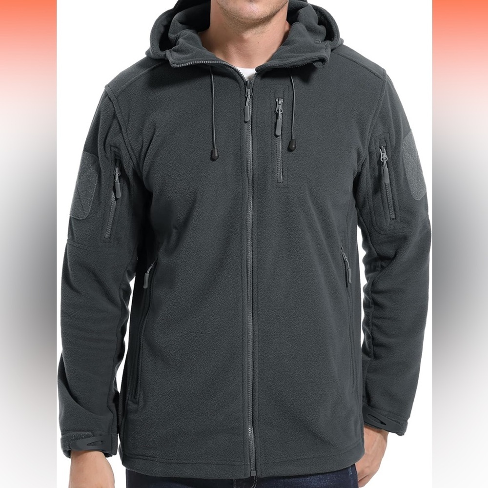 New! MAGCOMSEN Men's Fleece Hoodie Jacket 5 Zip-Pockets Military Tactical Coat